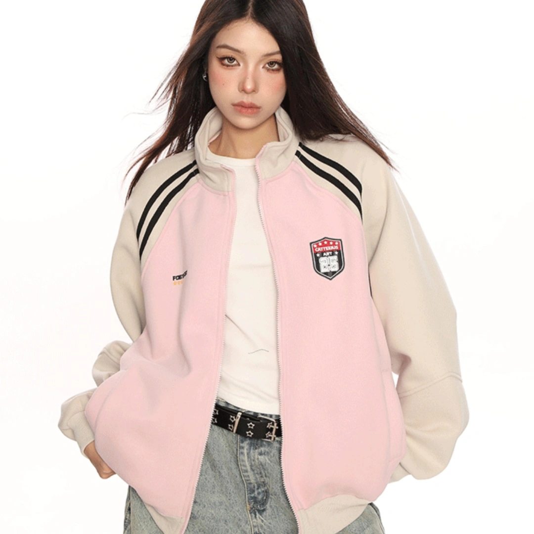 Men's And Women's Same Stand Collar Raglan Sports Sweater