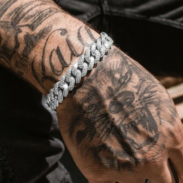 Simple Fashion And Fully-jewelled Cuban Ins Style Hip Hop Geometric Bracelet