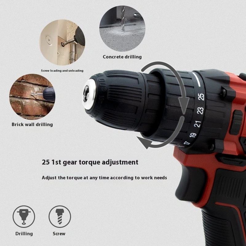 Multifunctional Lithium Electric Drill Suit Rechargeable Electric Hand Drill