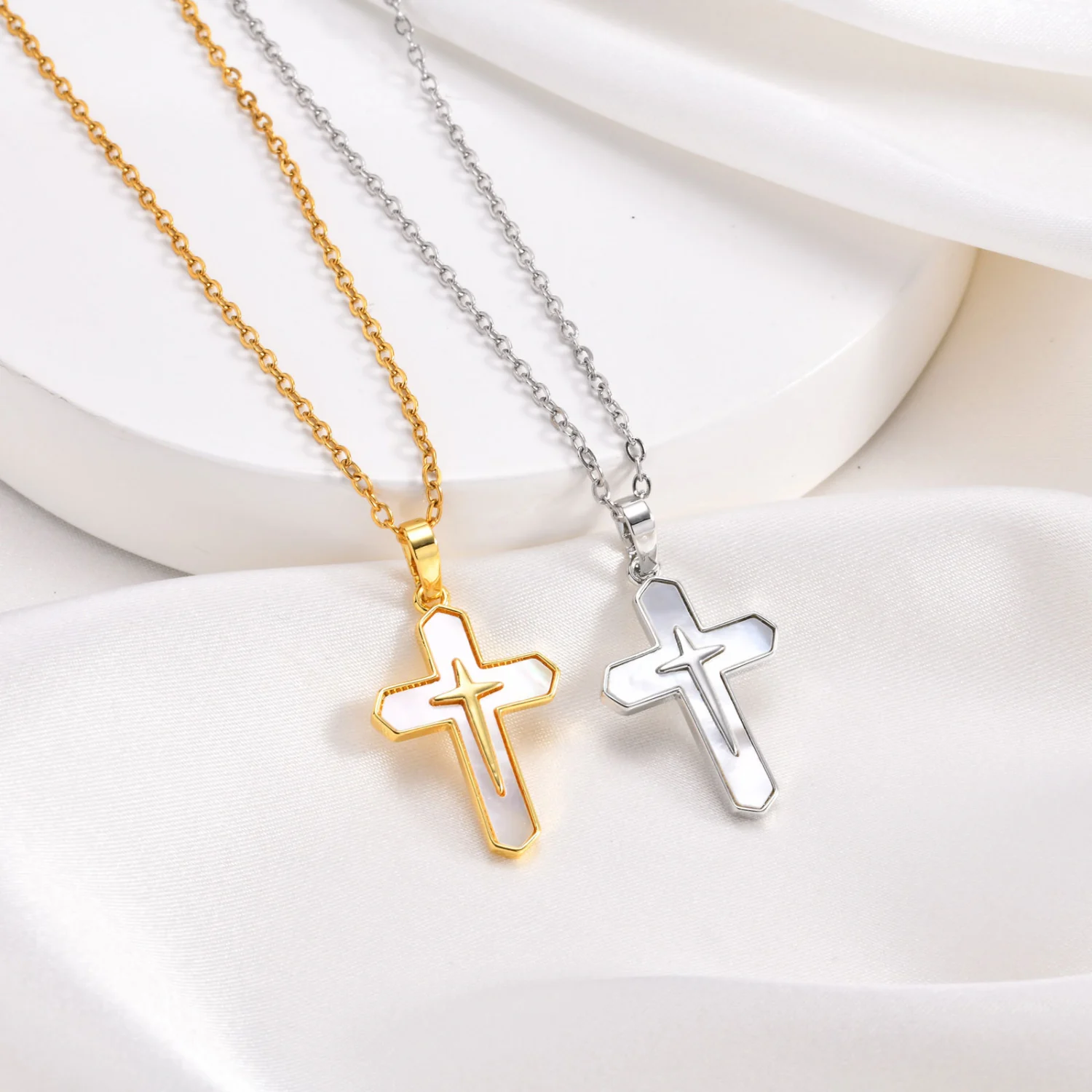 Personality Small Size Copper Shell Cross Pendant