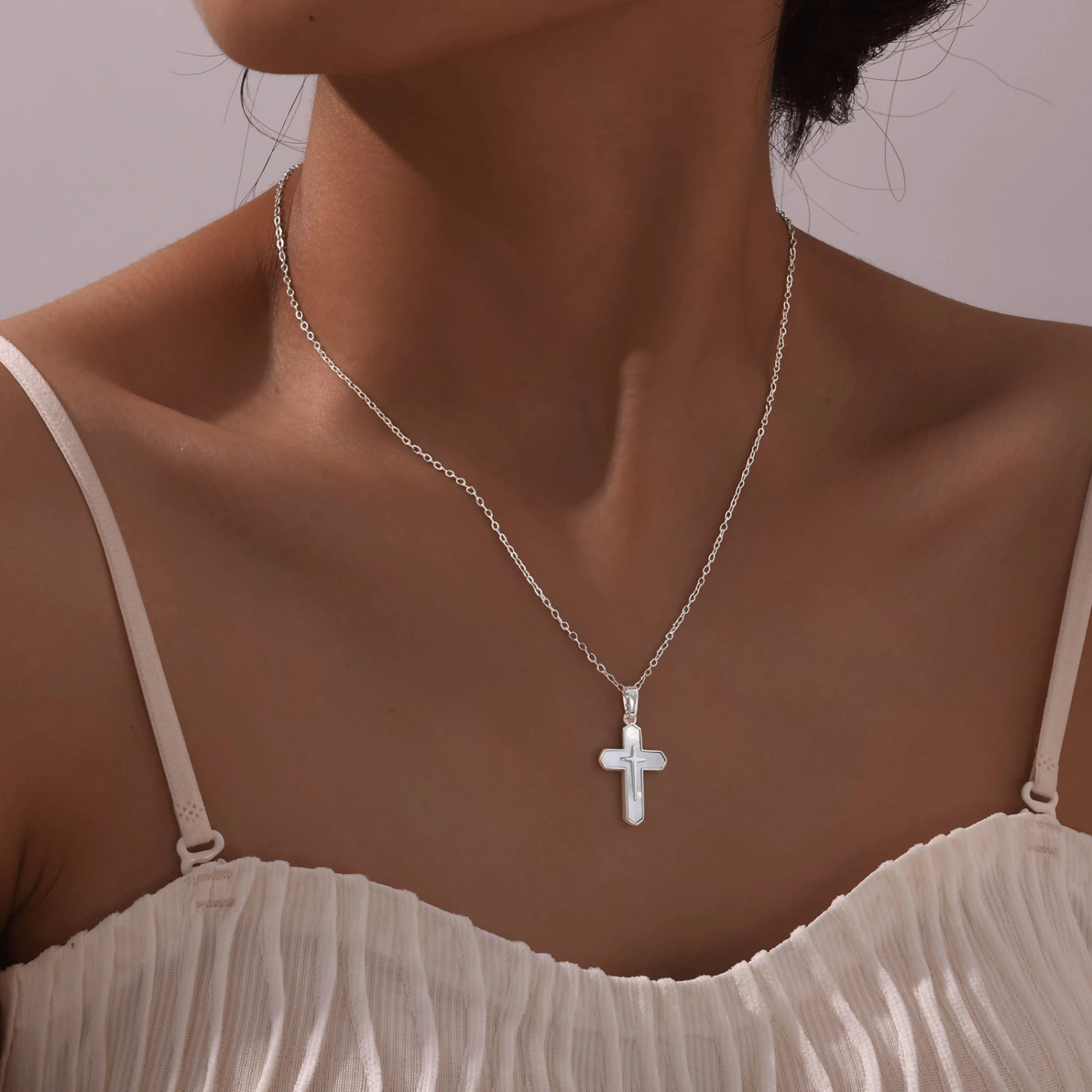 Personality Small Size Copper Shell Cross Pendant
