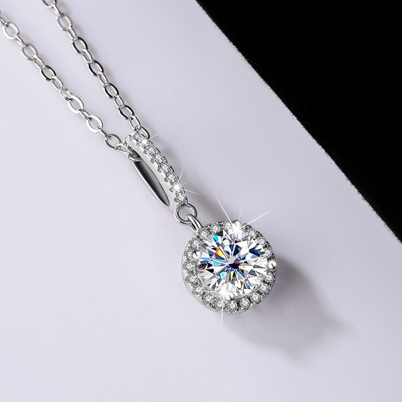 S925 Sterling Silver White Gold Plated Round Bag Snowflake Silver Pendant