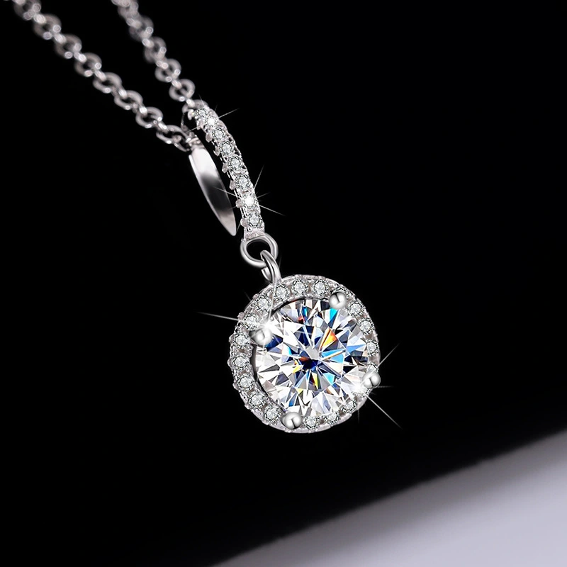 S925 Sterling Silver White Gold Plated Round Bag Snowflake Silver Pendant