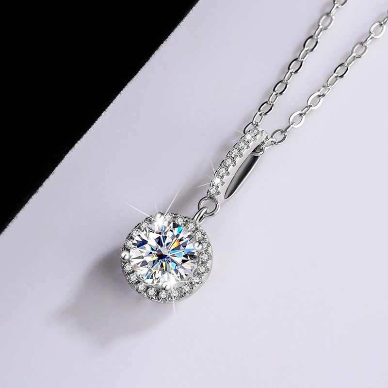 S925 Sterling Silver White Gold Plated Round Bag Snowflake Silver Pendant