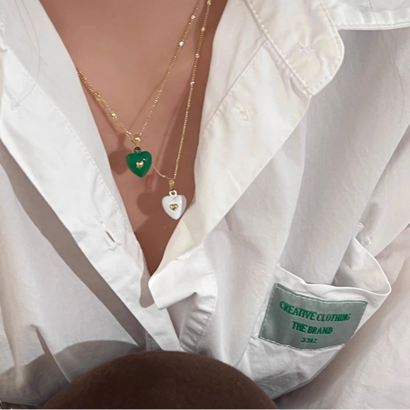 Colored Loving Heart Sweet Cool Necklace Light Luxury Minority Fashion