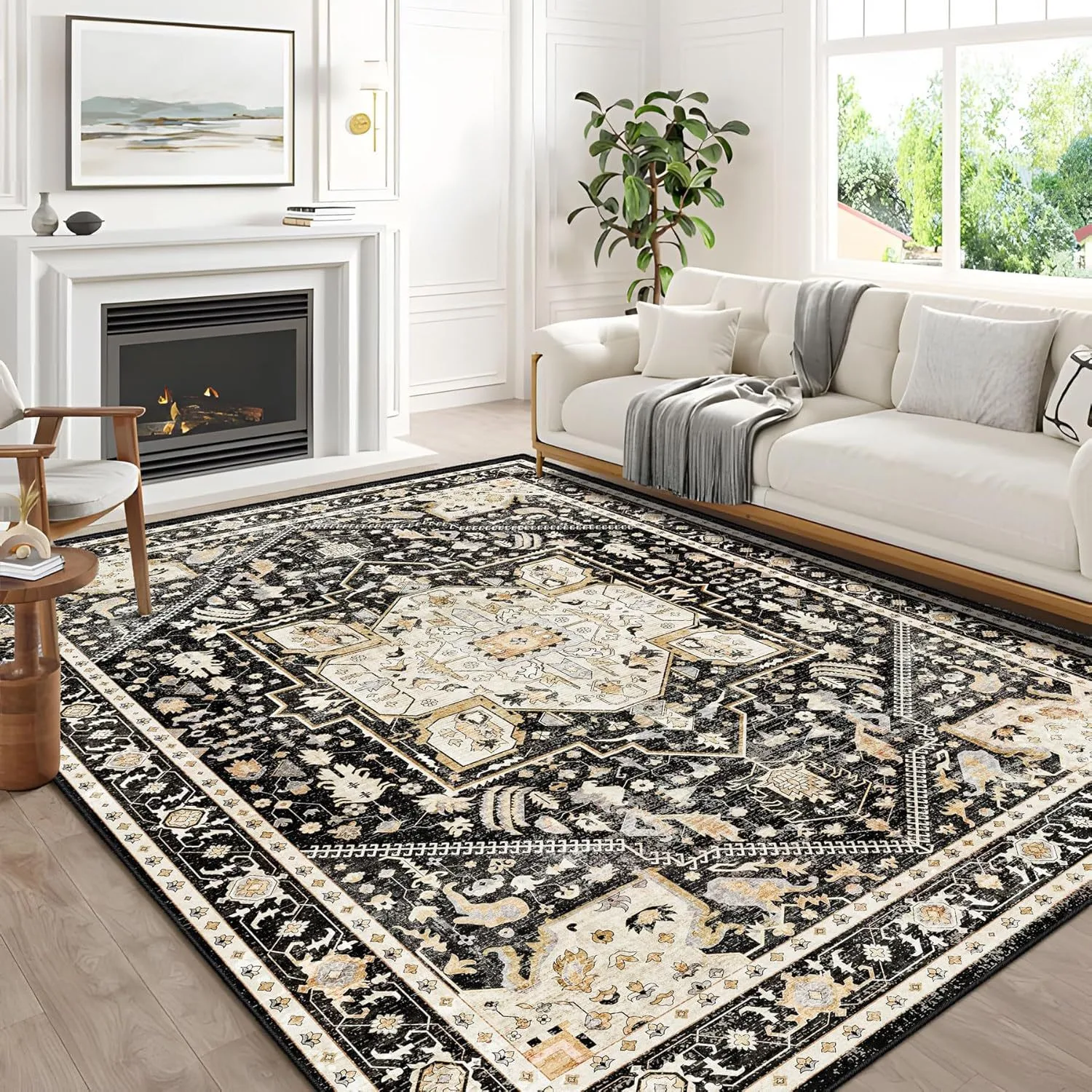 Bohemian Style Cashmere-like Washable Carpet Living Room