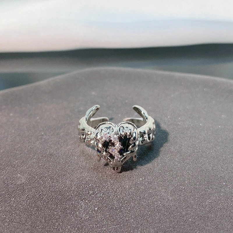 Autumn And Winter With Color Heart-shaped Open Ring