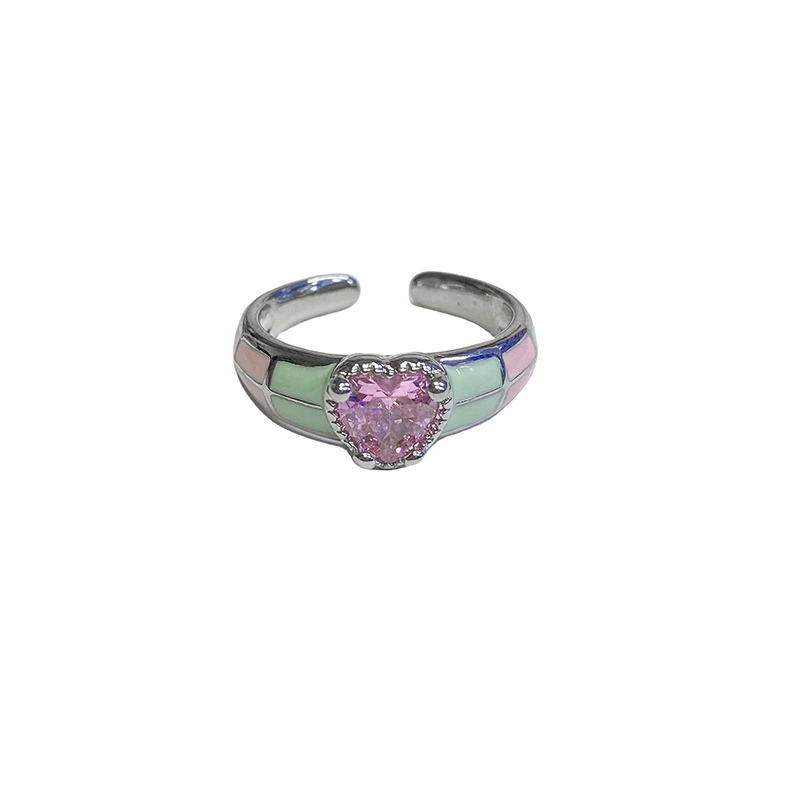 Autumn And Winter With Color Heart-shaped Open Ring