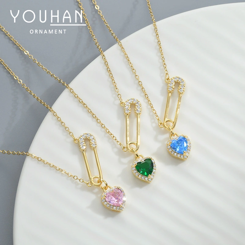 Real Gold Plating Inlaid Zircon Temperament Clavicle Chain