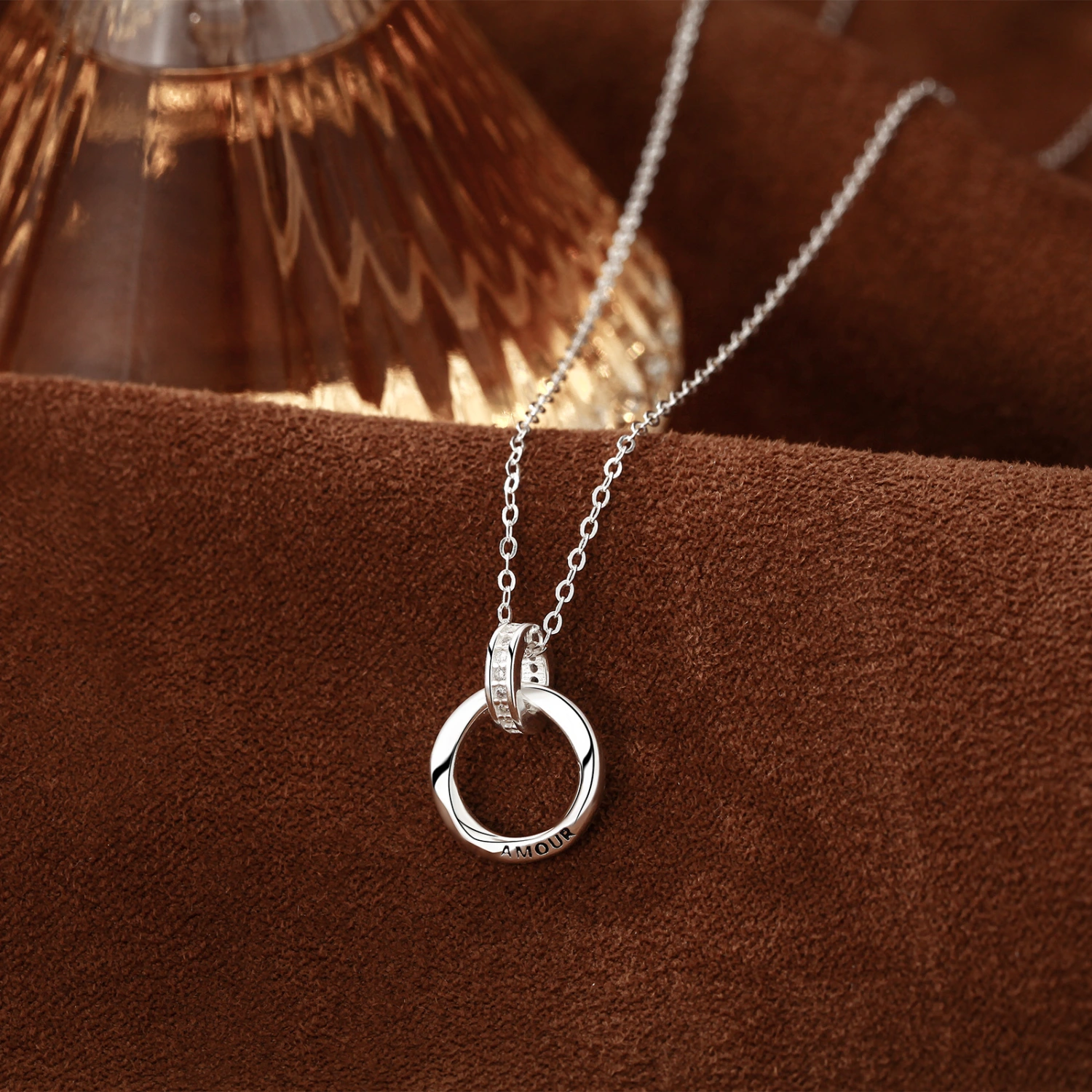 Mobius Ring Double Buckle Necklace For Women