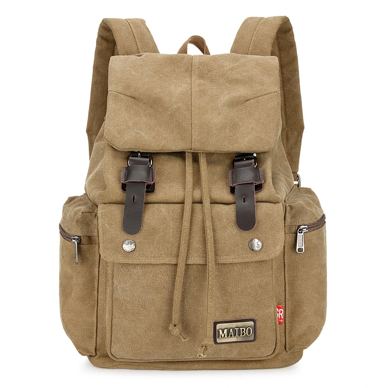 Men And Women Canvas Backpack Large-capacity Bucket