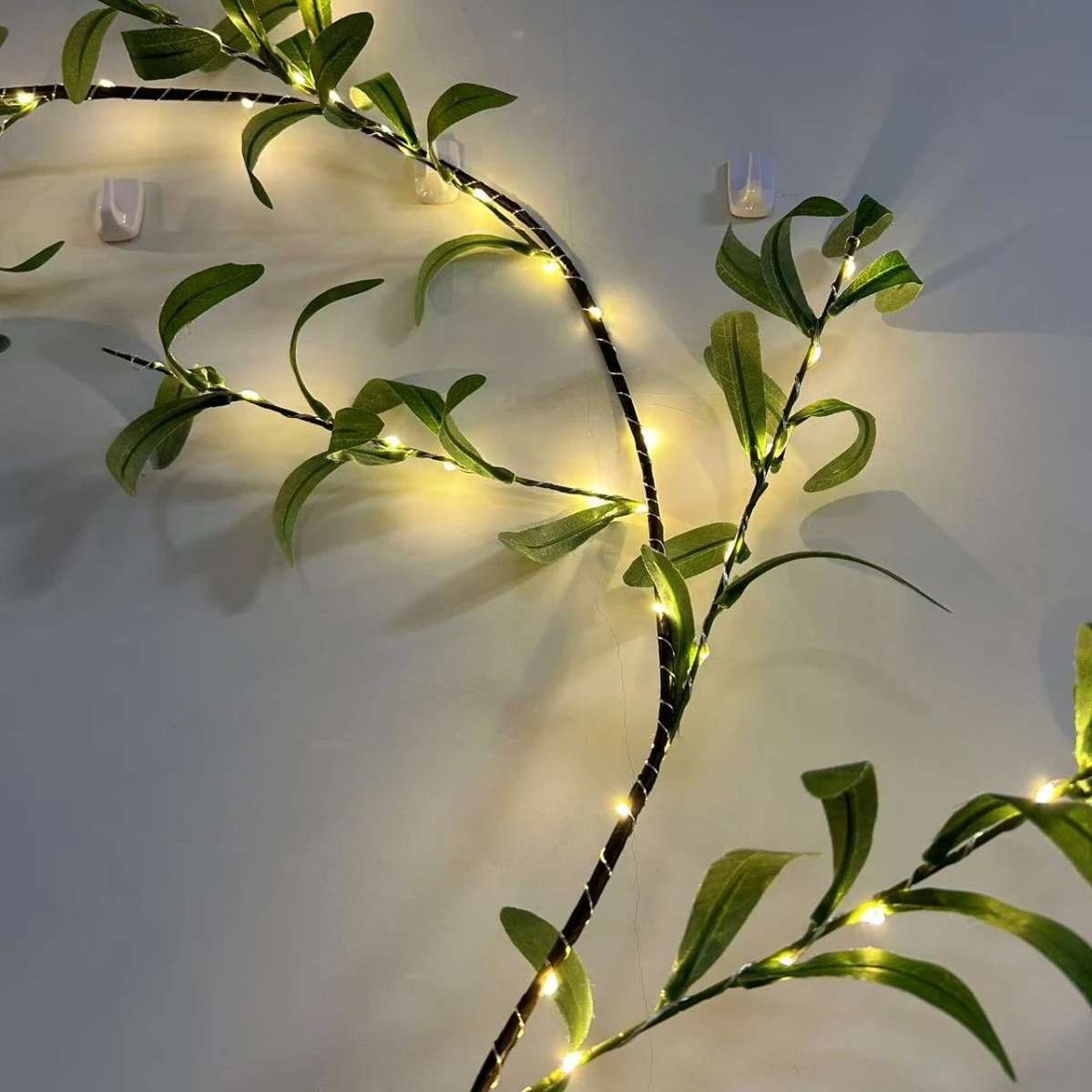 Olive Branch Rattan LED Decorative Green Leaf Lamp