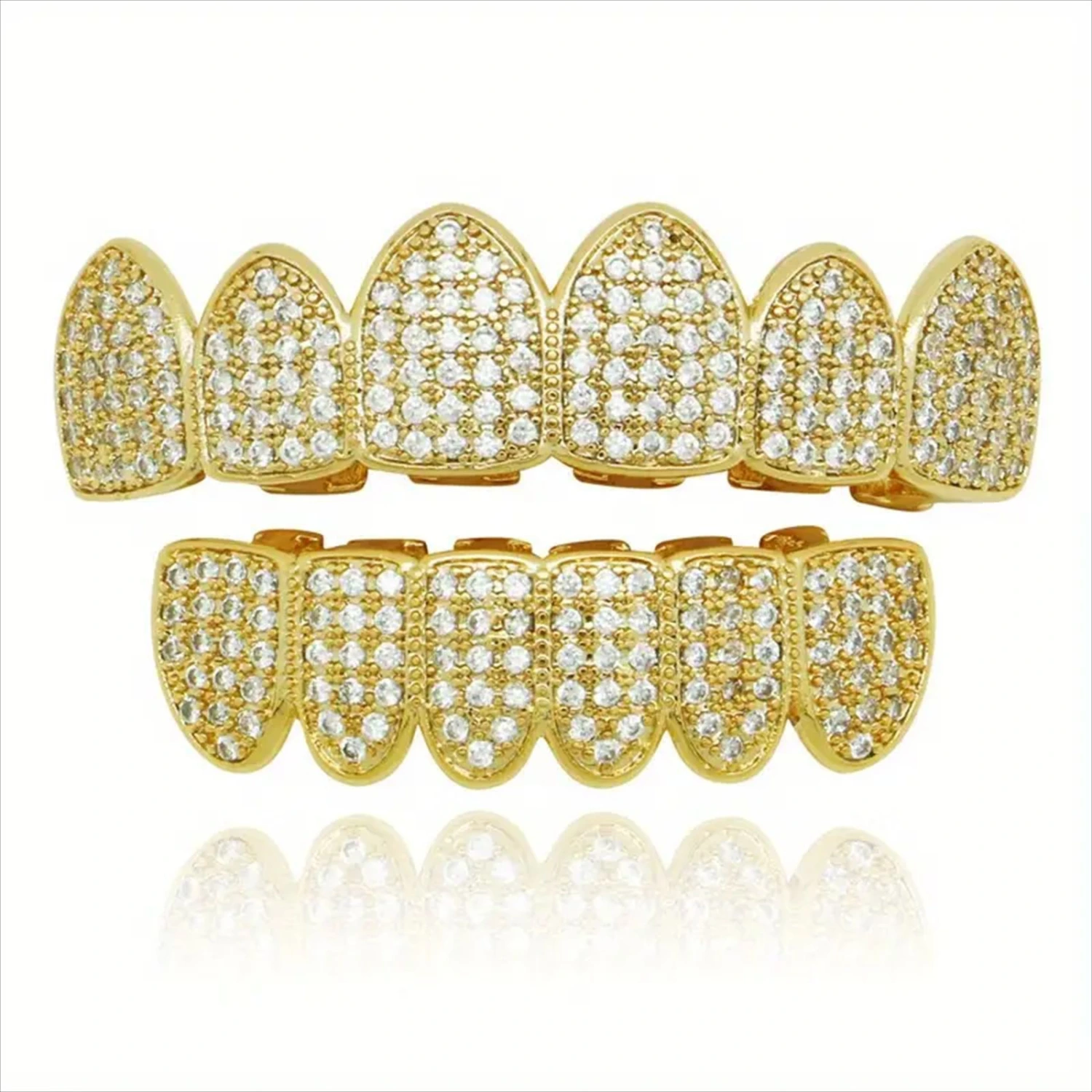 Hip Hop Tooth Socket Copper Zircon Micro British Real Gold Non-fading Tooth Decoration
