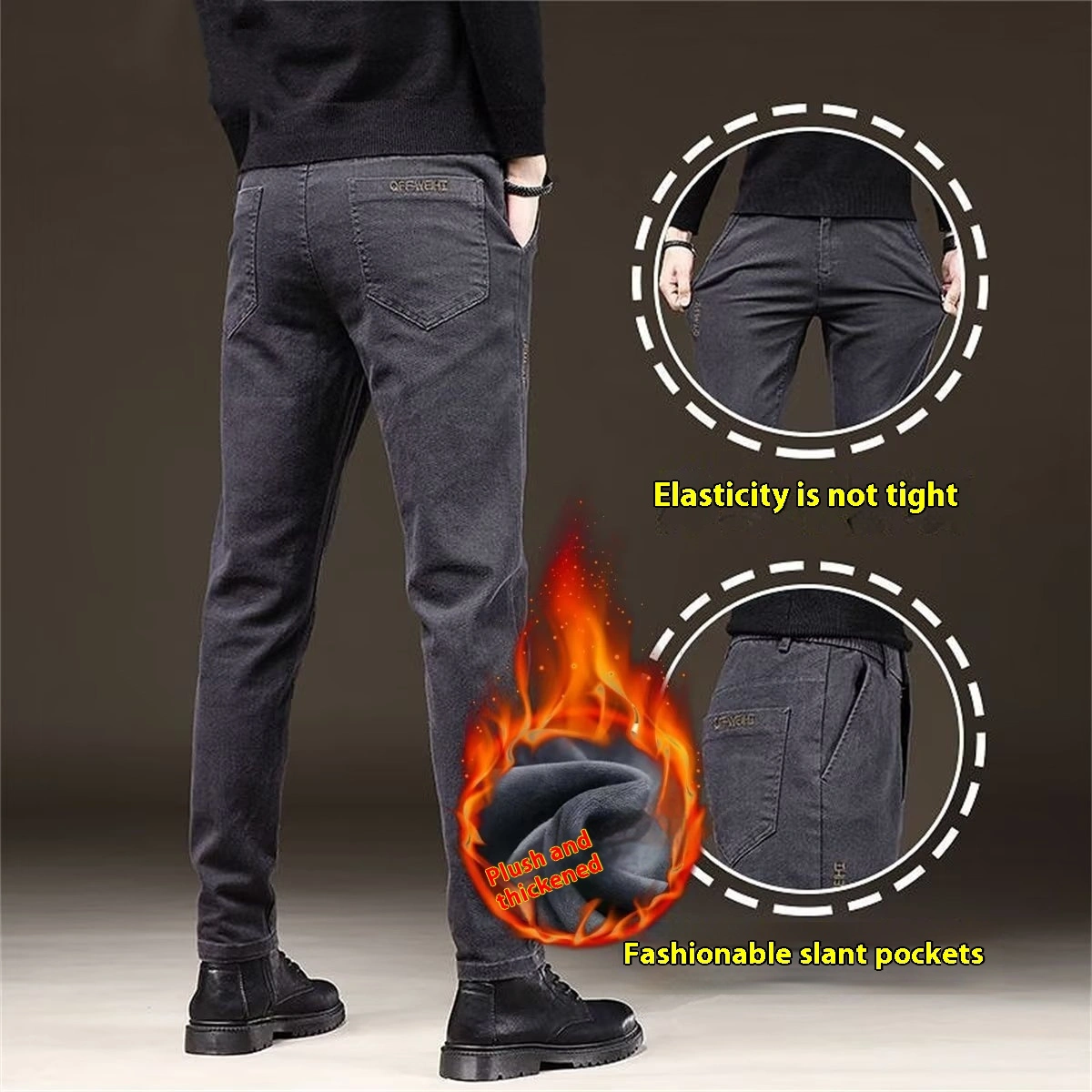 Men's Straight Business Thick Casual Trousers