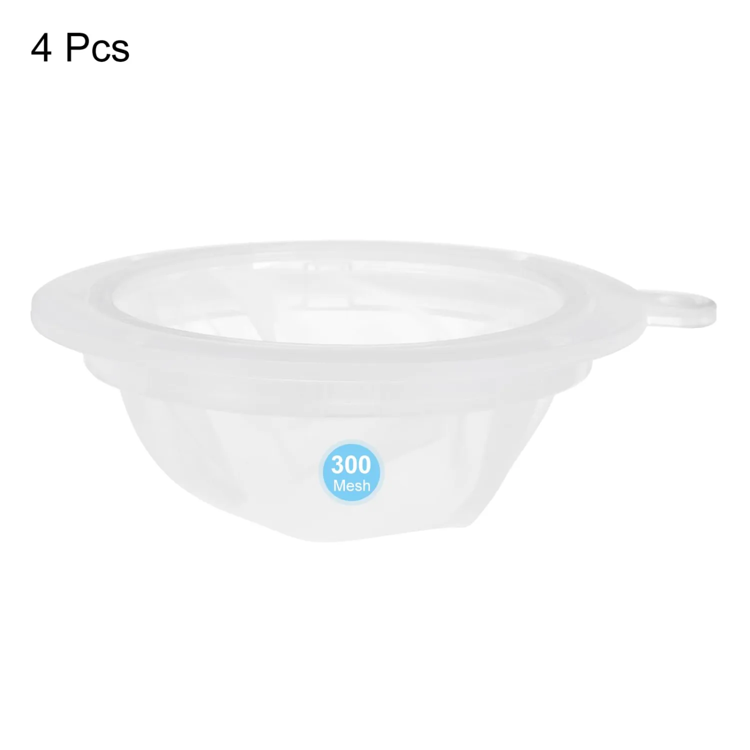 uxcell 4Pcs 300 Mesh Food Filter Strainer, 5.1in Nylon Fine Mesh Sieve Drainer, Plastic Mesh Colander for Filtering Coffee, Juice, Oils, Wine, Soy Milk, Honey, Yogurt