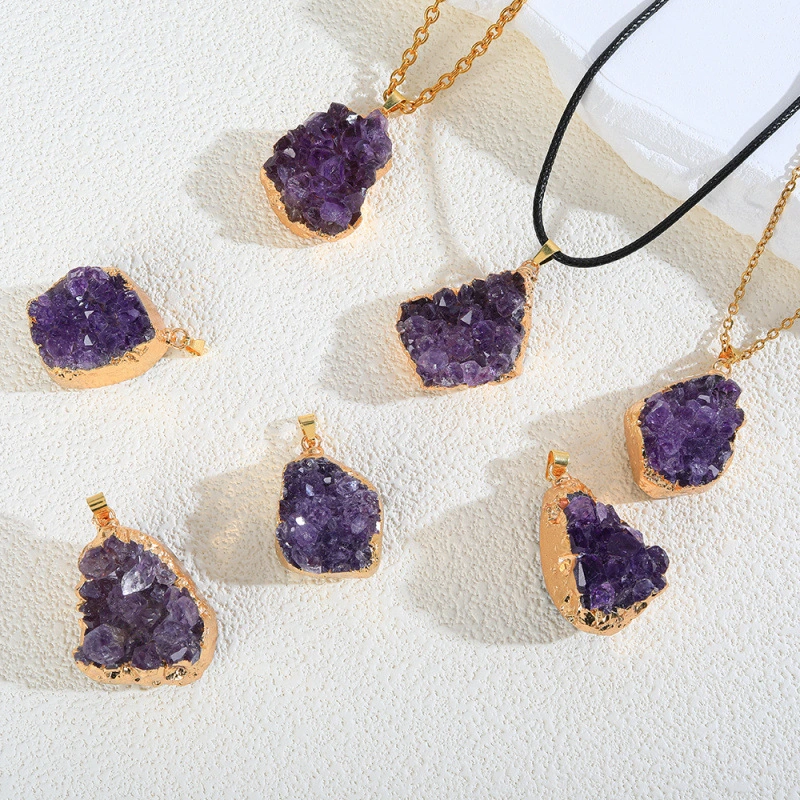 Fashion Irregular With Personality Amethyst Necklace Pendant