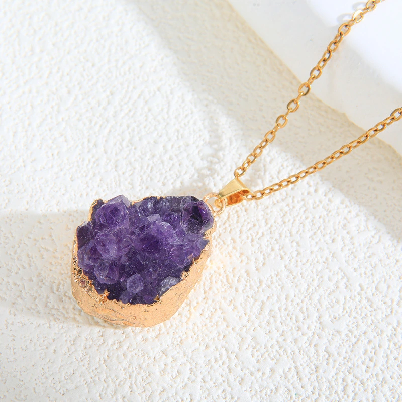 Fashion Irregular With Personality Amethyst Necklace Pendant
