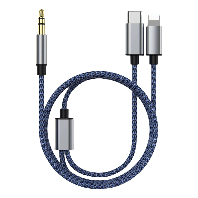 Applicable To Patch Cord Of Cell-phone 35mm To Typec Lightning Two-in-one