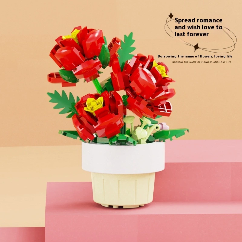 Potted Building Blocks Assembled With Micro Particles Toy Decoration
