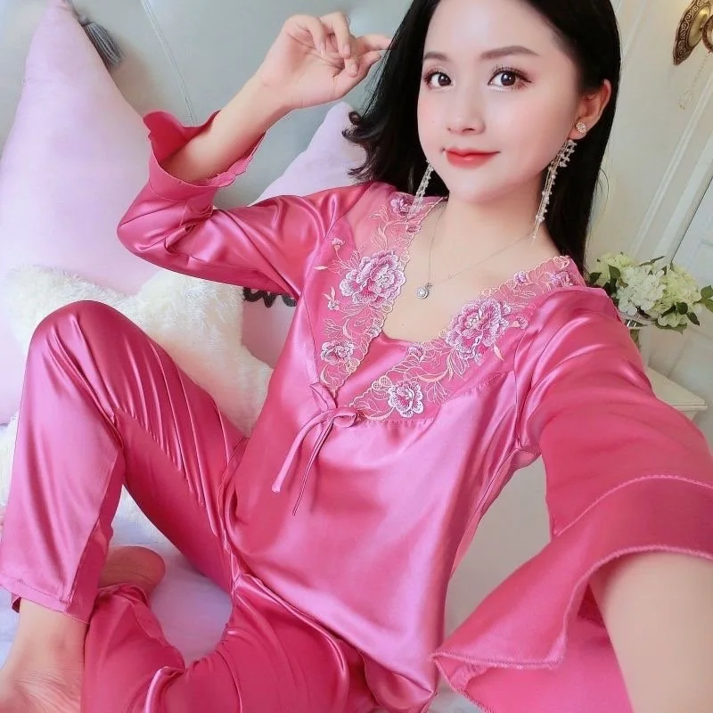 Fashion Personalized Silk Women's Pajama Suit