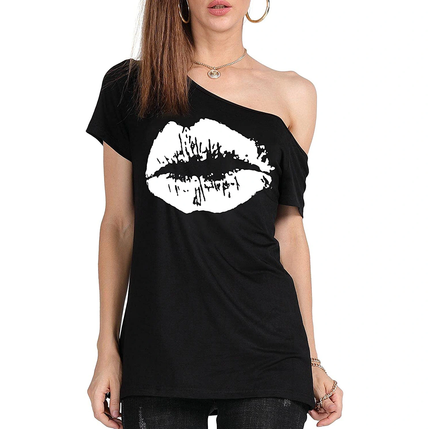 Women's Loose Shoulder Versatile Printed T-shirt