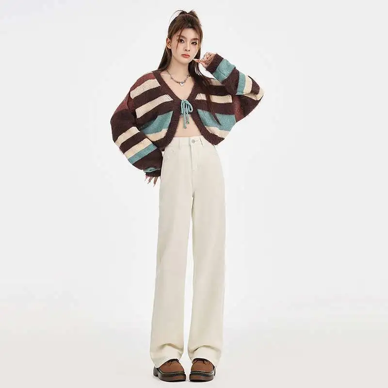 High Waist Loose And Slimming Wide-leg Straight Trousers