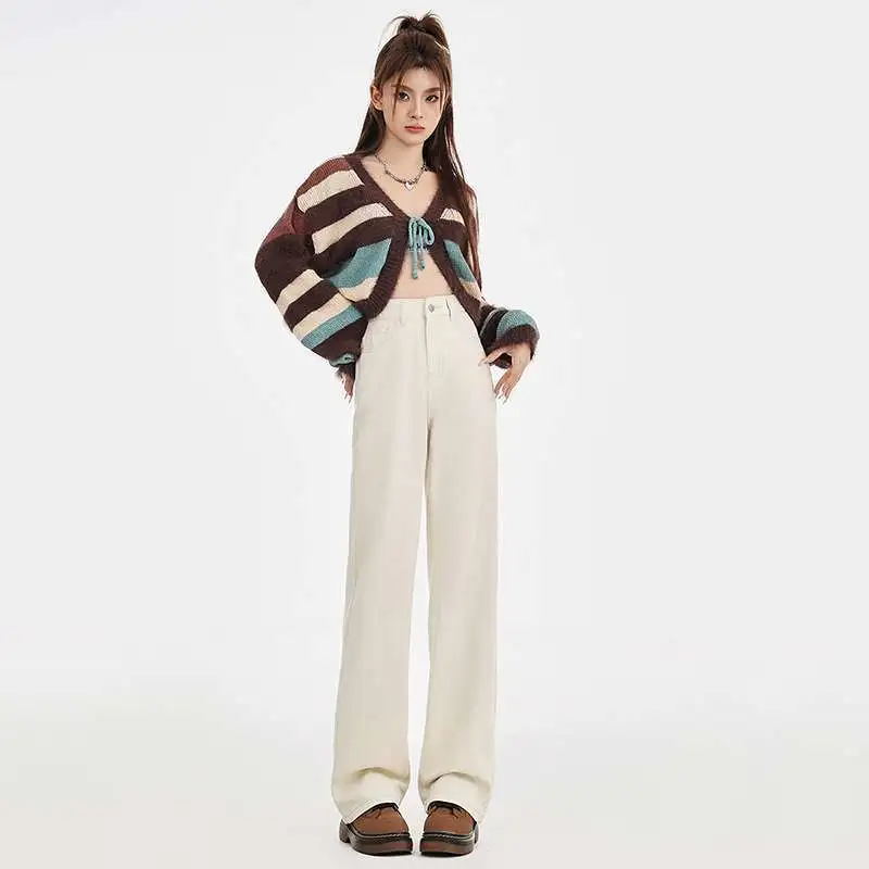 High Waist Loose And Slimming Wide-leg Straight Trousers