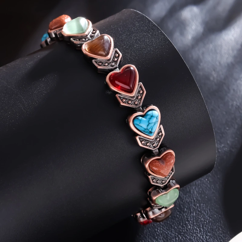 Turquoise Magnet Bracelet Bronze Brushed Retro Creative