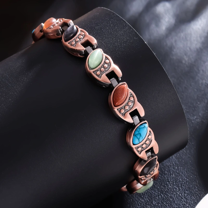 Turquoise Magnet Bracelet Bronze Brushed Retro Creative