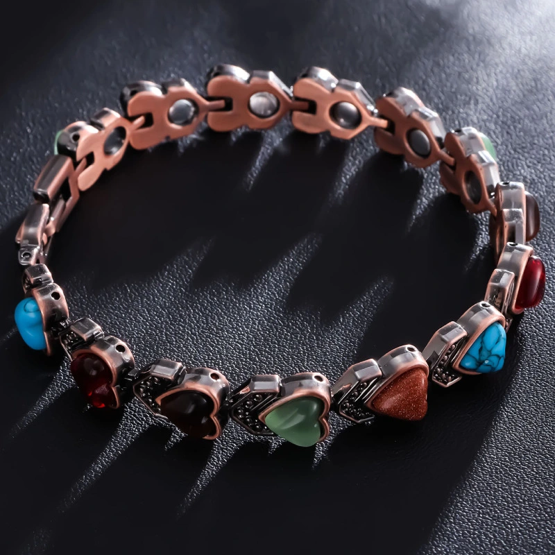 Turquoise Magnet Bracelet Bronze Brushed Retro Creative