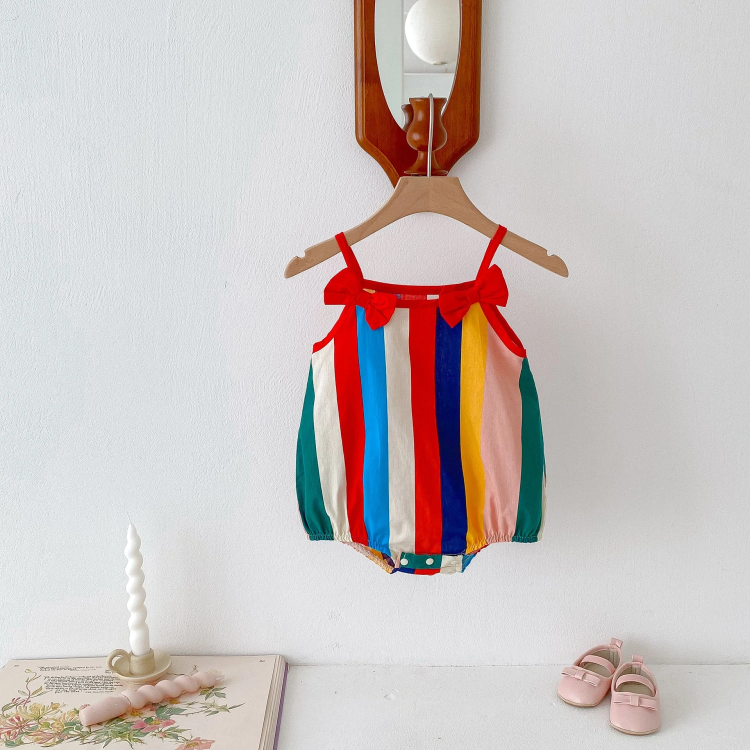 Summer Vacation Style Rainbow Sling Romper