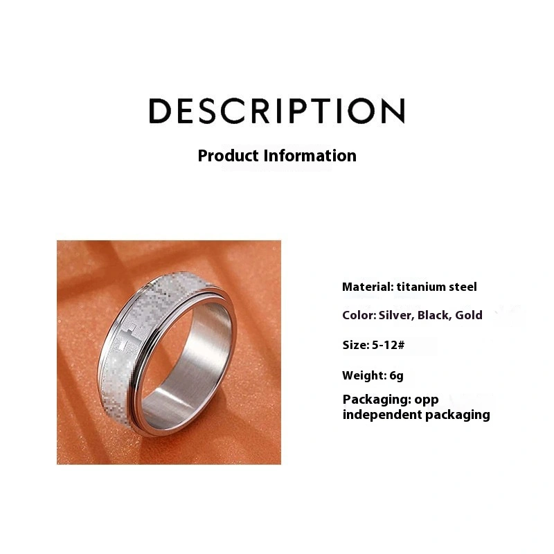 Self-motivated Inspirational Text Titanium Steel Rotatable Ring