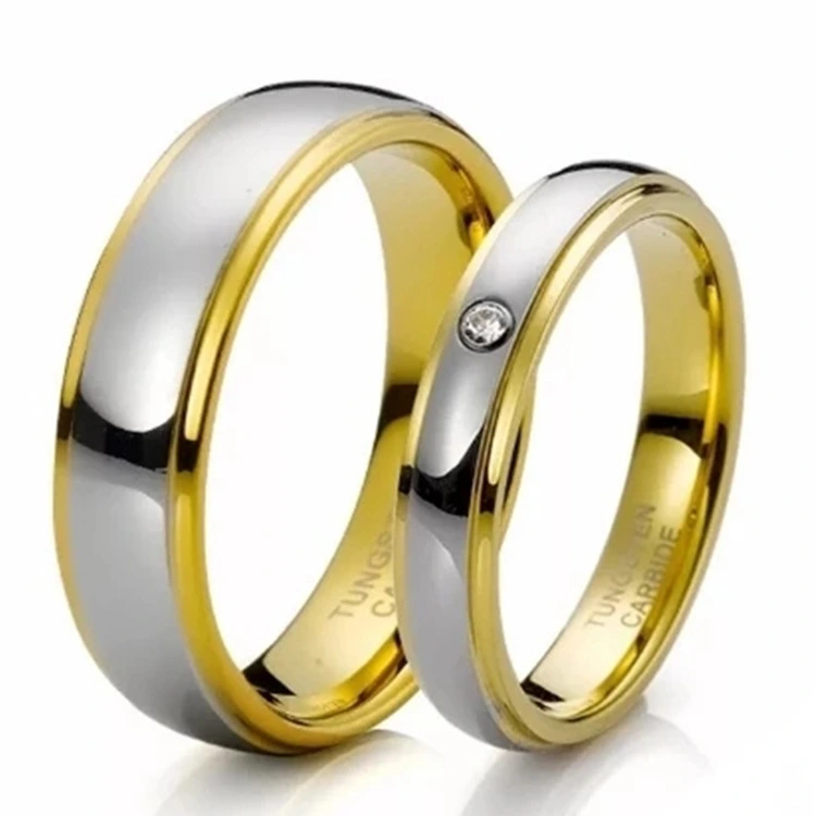 Lady Couple Inlaid Zircon Tungsten Ring