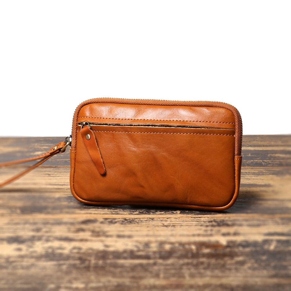 Men's Solid Color Skeleton-skin Zipper Handbag