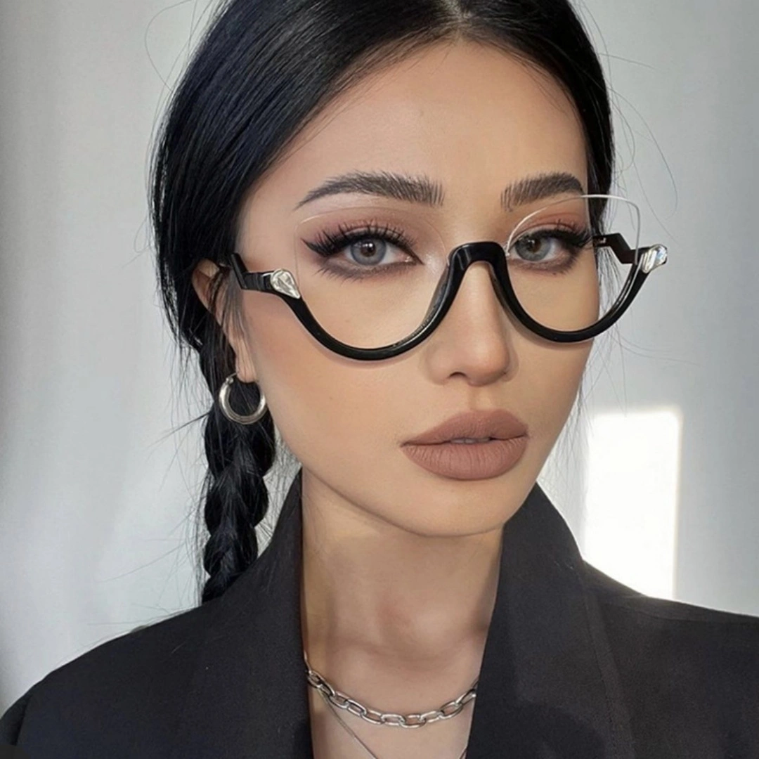 Women's Half Frame Diamond Retro Optical Glasses