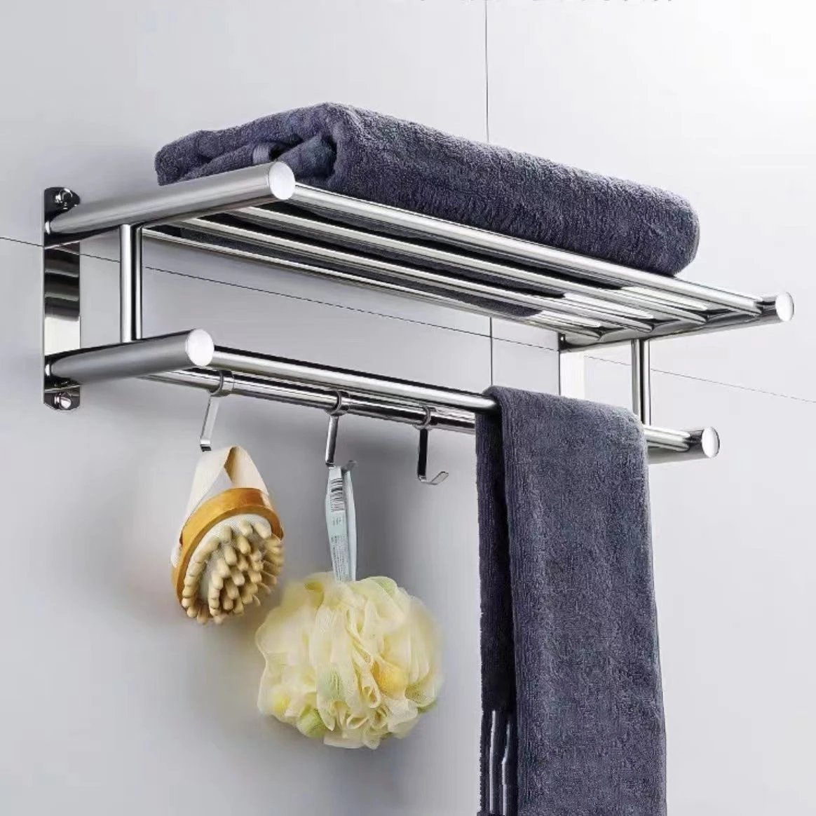 Punch-free Stainless Steel Hotel Hotel Toilet Storage Towel Rack