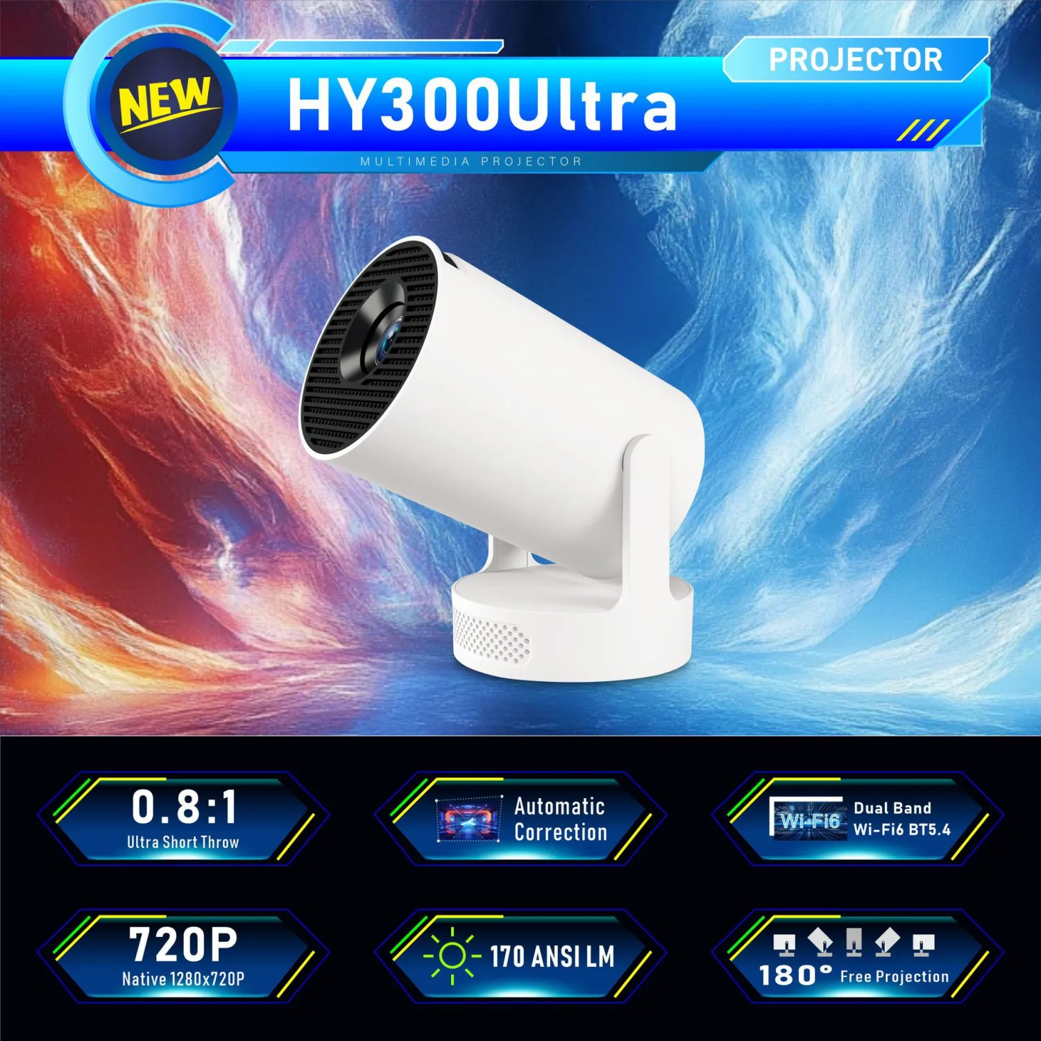 Ultra Short Focus Hy300ultra HD 4K Projector Home Mini