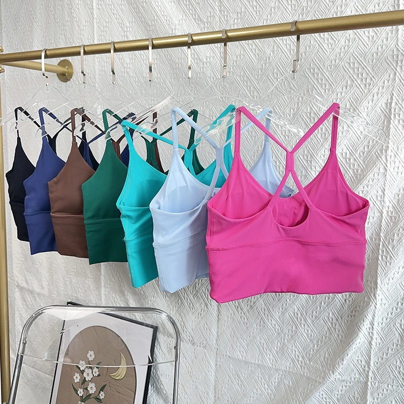 Women's Slim Shoulder Strap Solid Color Yoga Sports Vest
