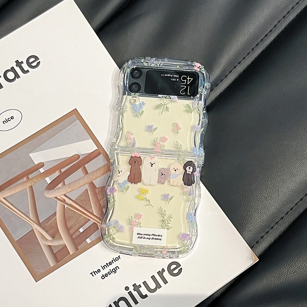 Floral Puppy Folding Phone Case