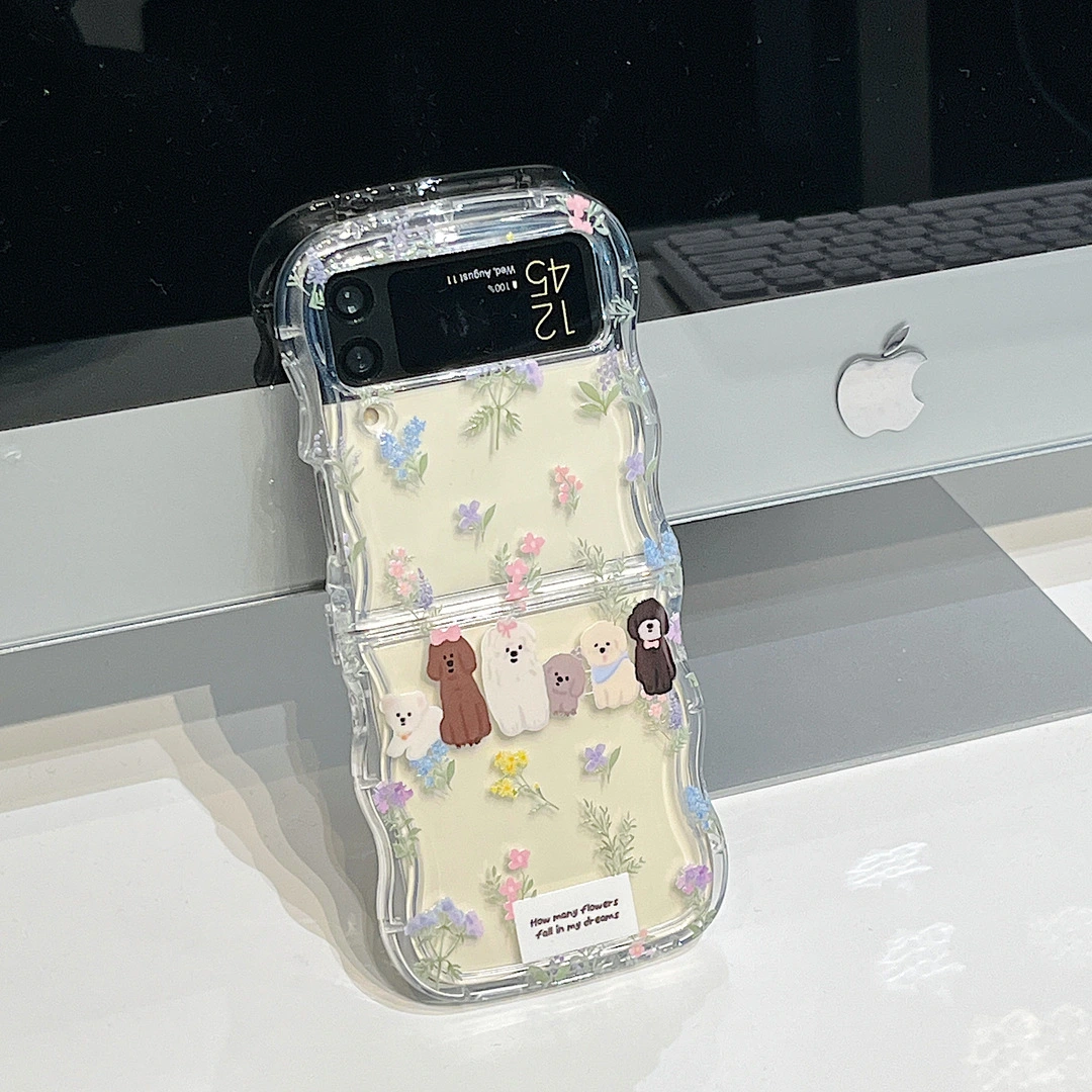 Floral Puppy Folding Phone Case