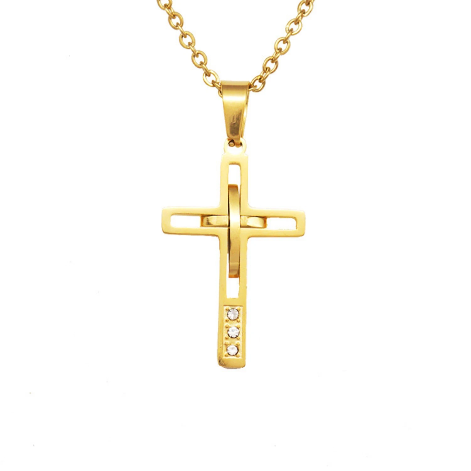European And American Diamond Studded Hollow Gold Necklace