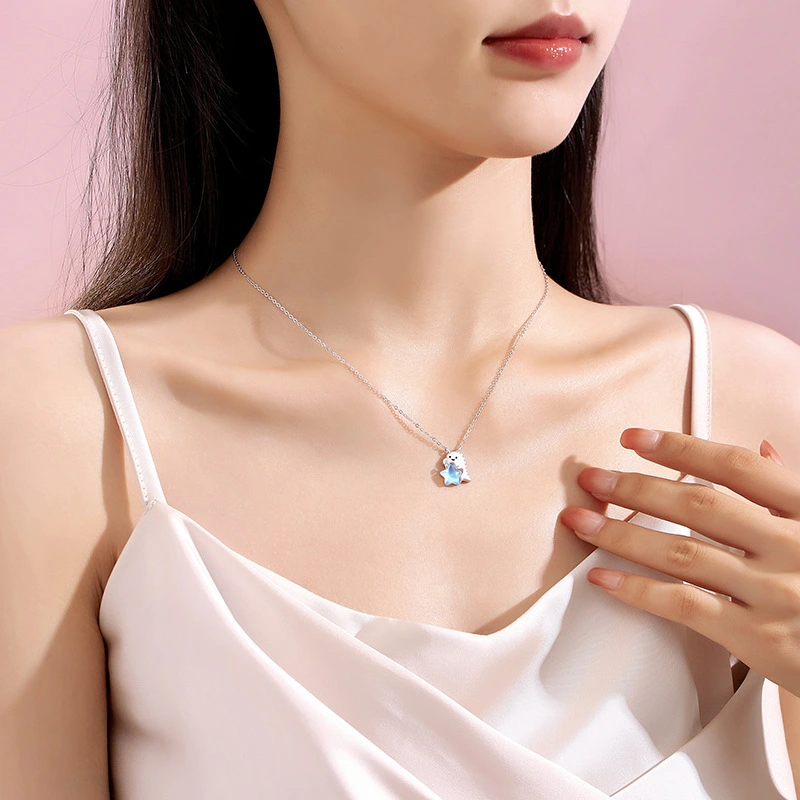 Women's Cartoon 925 Sterling Silver Dinosaur Necklace
