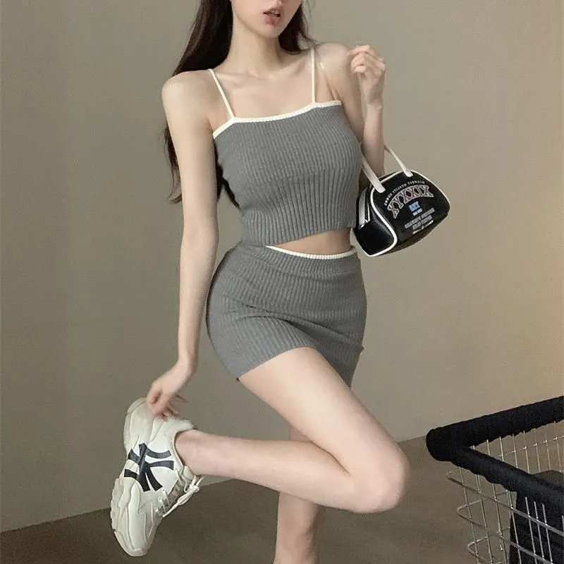 All-match Casual Low Waist Short Hip-hugger Knitted Skirt Knitted Sling