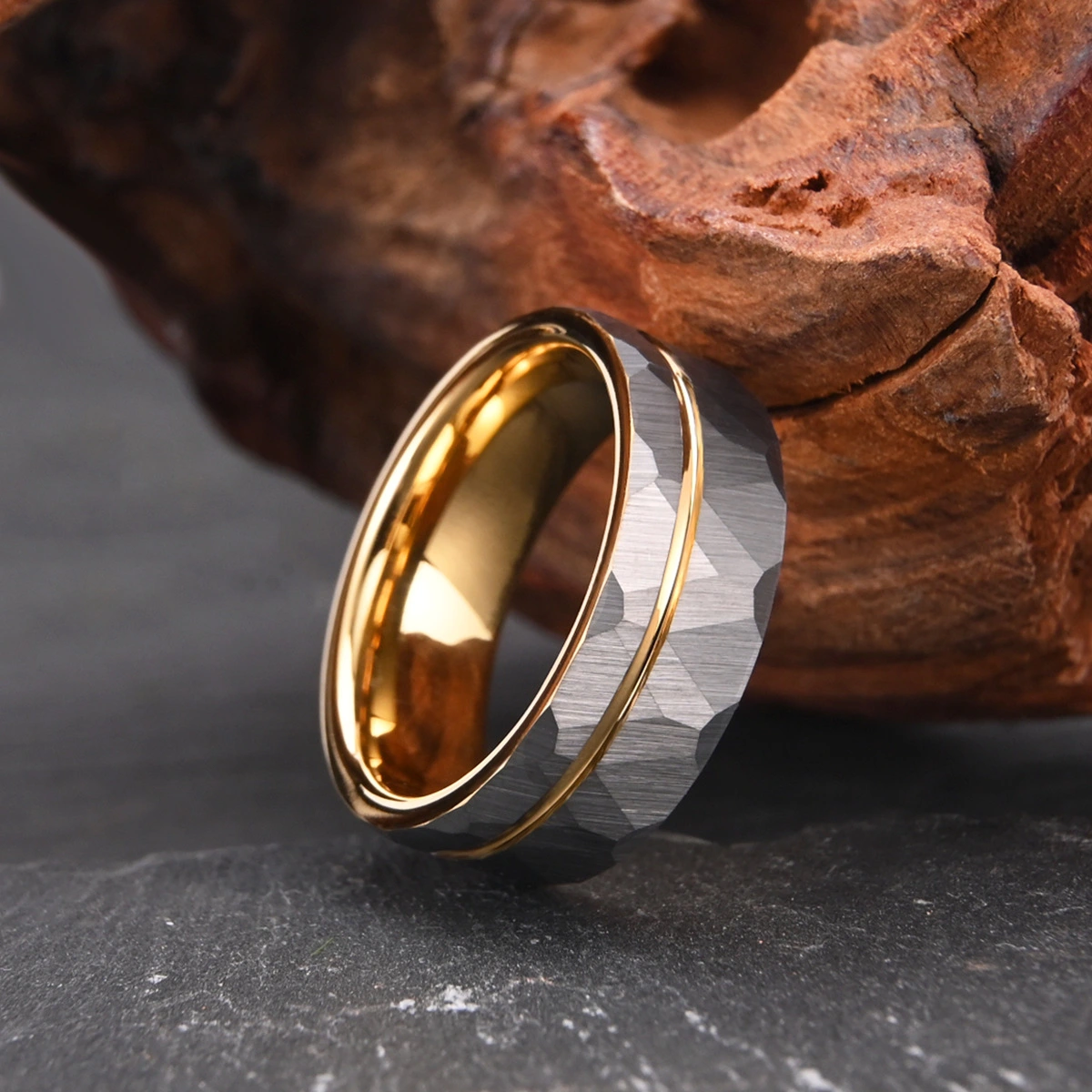 8-width Tungsten Gold Ring For Men