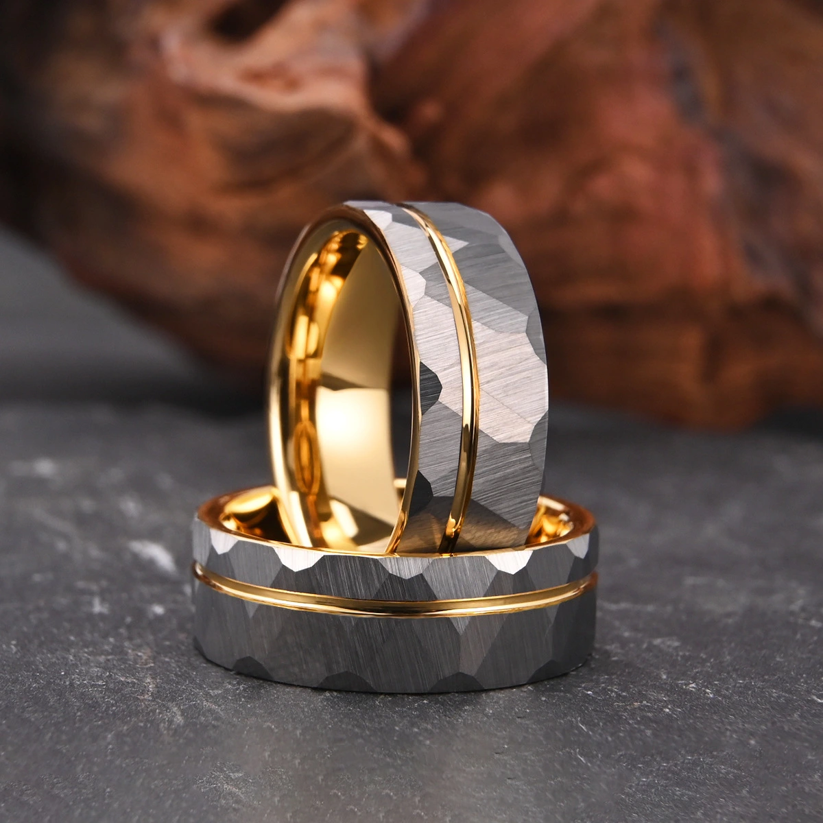 8-width Tungsten Gold Ring For Men