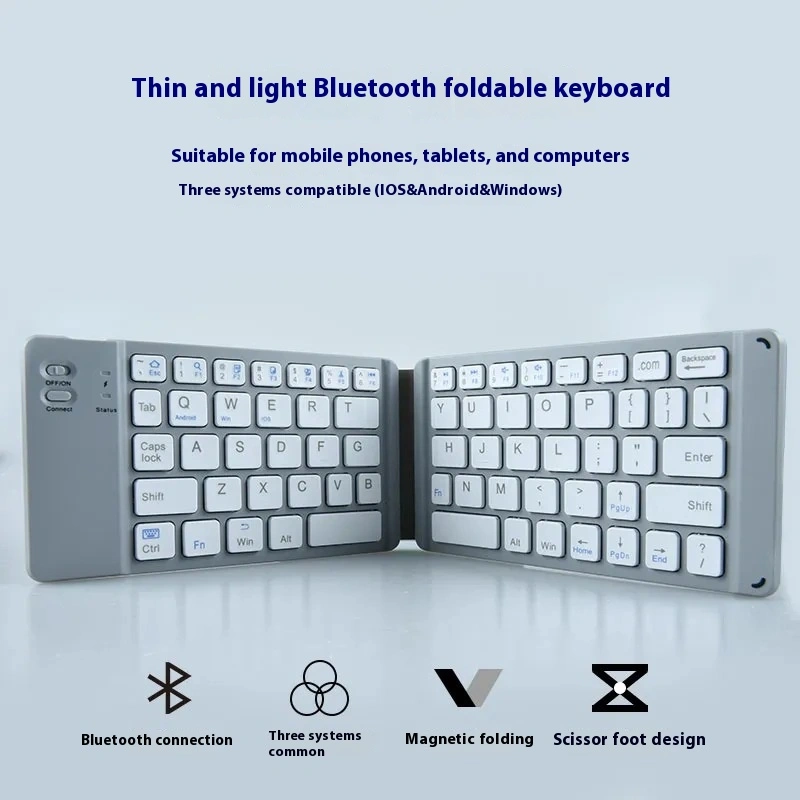 Double Folding Bluetooth Keyboard Portable Mini