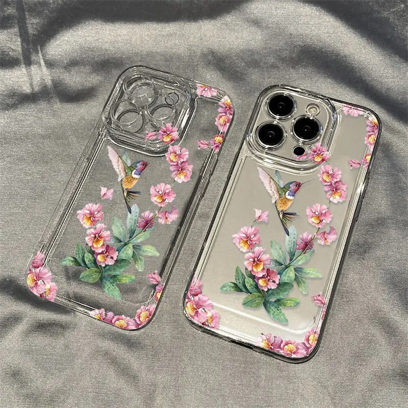 Flower Magpie Fine Hole All-inclusive Phone Case