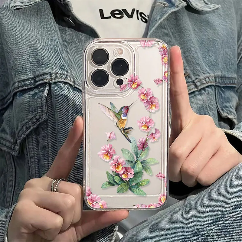 Flower Magpie Fine Hole All-inclusive Phone Case