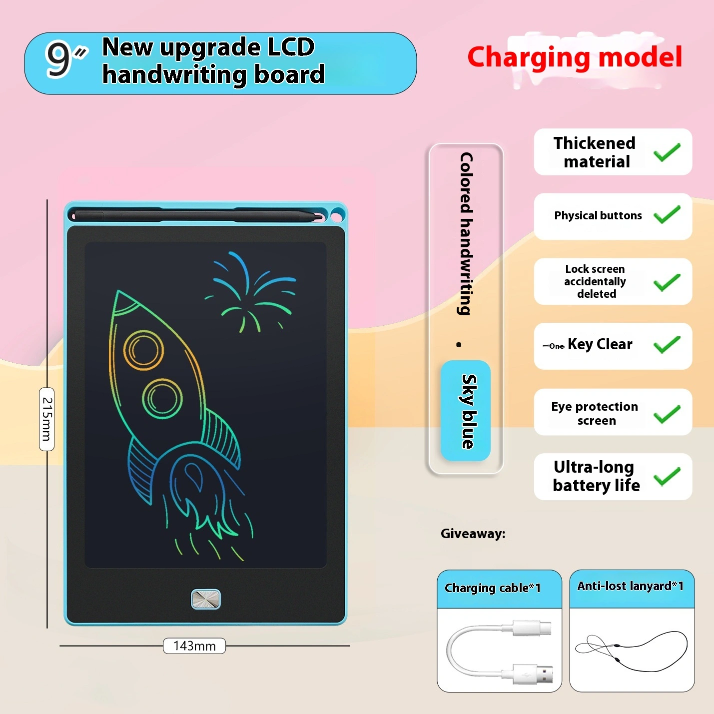 LCD Handwriting Board, LCD Drawing Board, Rechargeable Children's Electronics