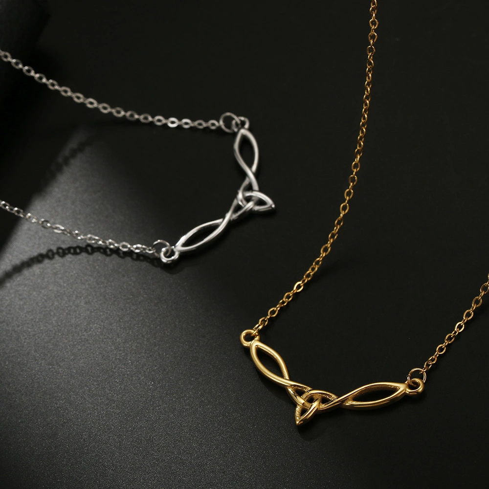 Korean Simple Stainless Steel Cast Geometric Woven Celtic Knot Pendant